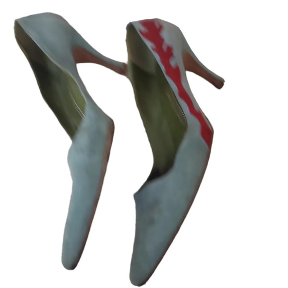 Ashley Dearborn Suede Blue Red Heels - Picture 3 of 7
